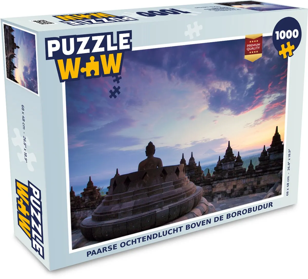 PuzzleWow Legpuzzel Paarse ochtendlucht Borobudur 1000 Stuks