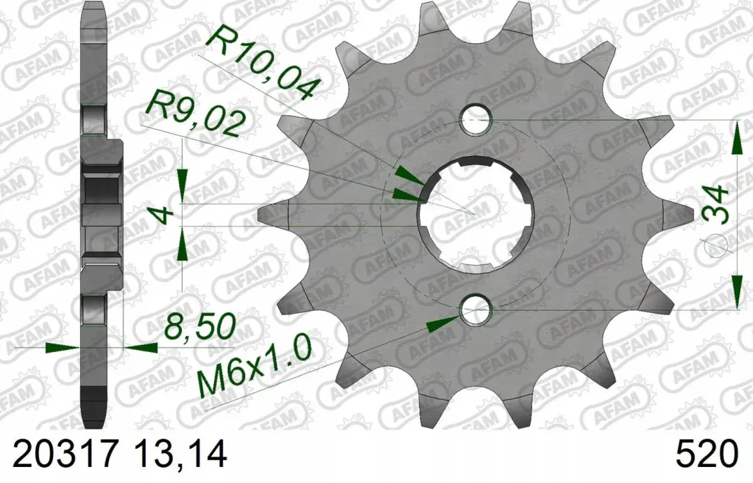 Afam 520 Tandwiel 14 Tanden