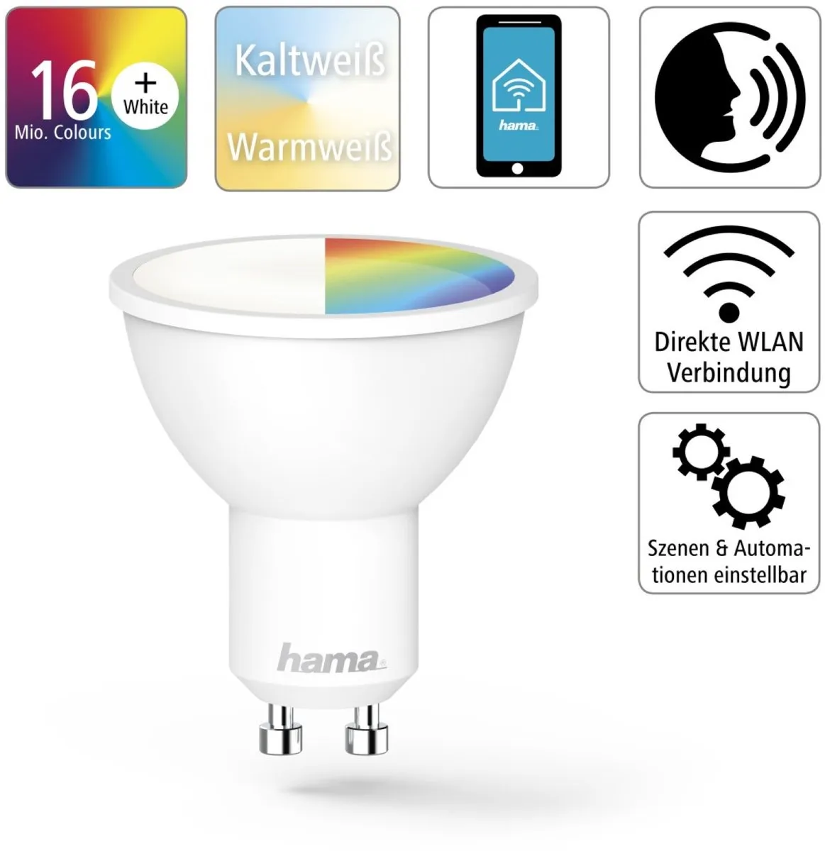 Hama WLAN LED-lamp GU10 5,5W RGB + Wit - afbeelding 6 van 6