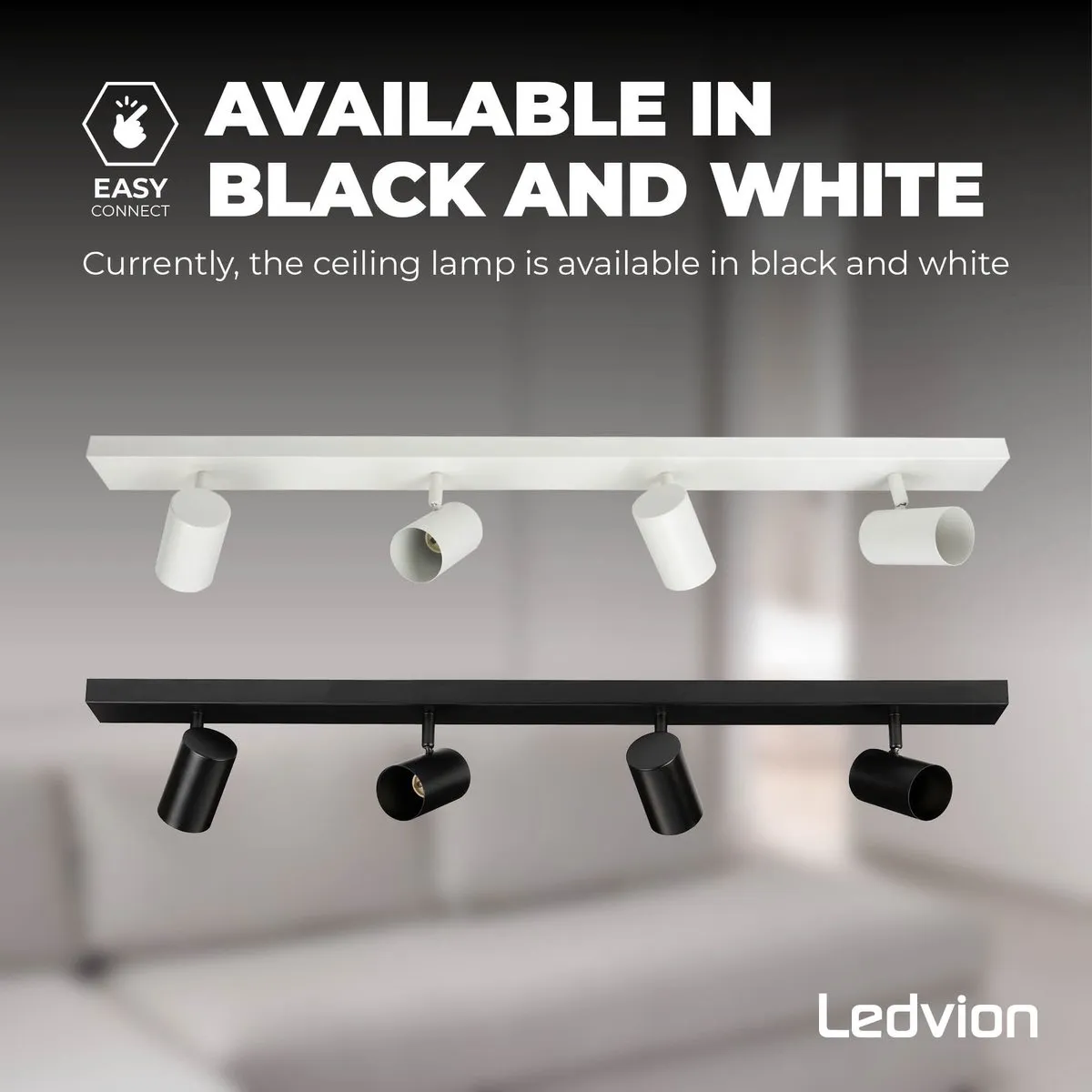 Ledvion LED Plafondspot Dimbaar GU10 4-lichts - Zwart