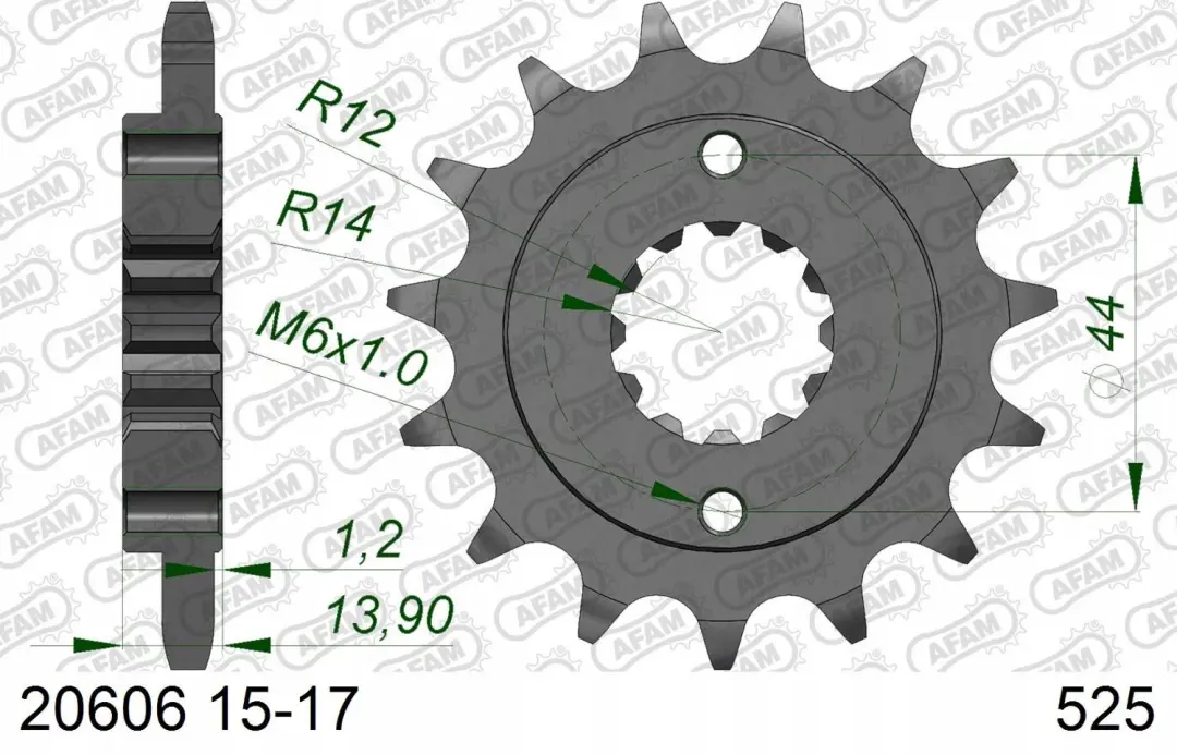 Afam 525 Motortandwiel 16T voor Honda XRV 750 Africa Twin