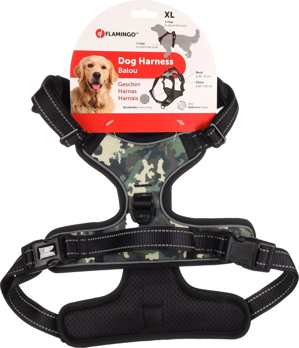 Flamingo Balou Harnas Honden XL 80-105cm - Groen