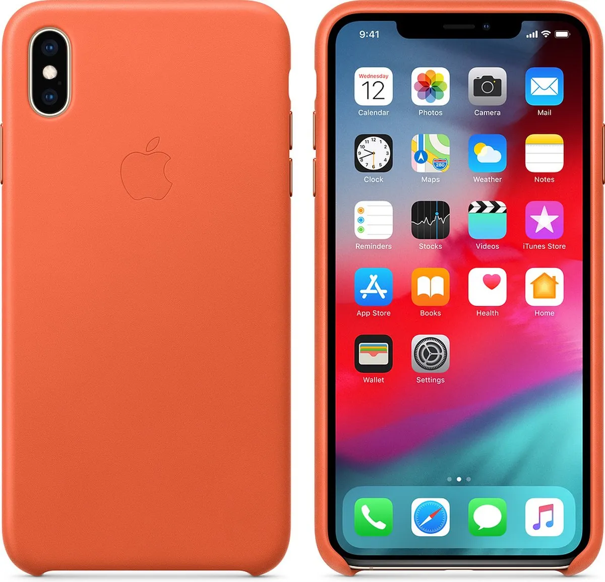 Apple iPhone Xs Max Leren Hoesje MVFY2ZM/A - Oranje - afbeelding 6 van 6
