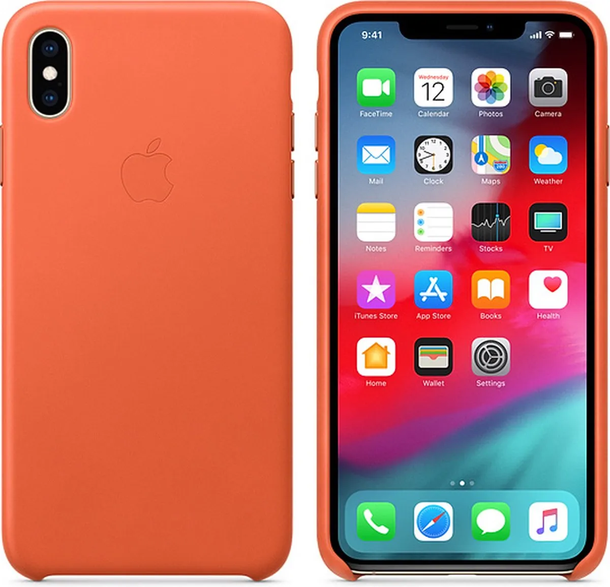 Apple iPhone Xs Max Leren Hoesje MVFY2ZM/A - Oranje