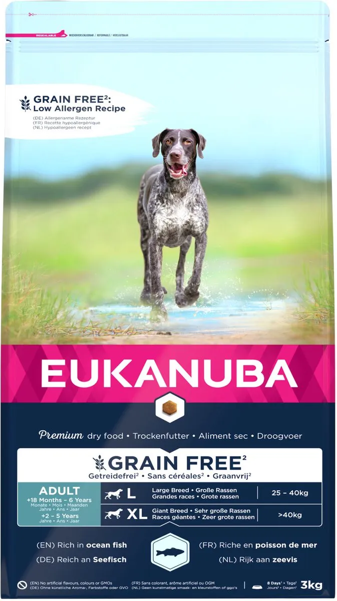 Eukanuba Adult Large Grain Free Zeevis Hondenvoer 3kg