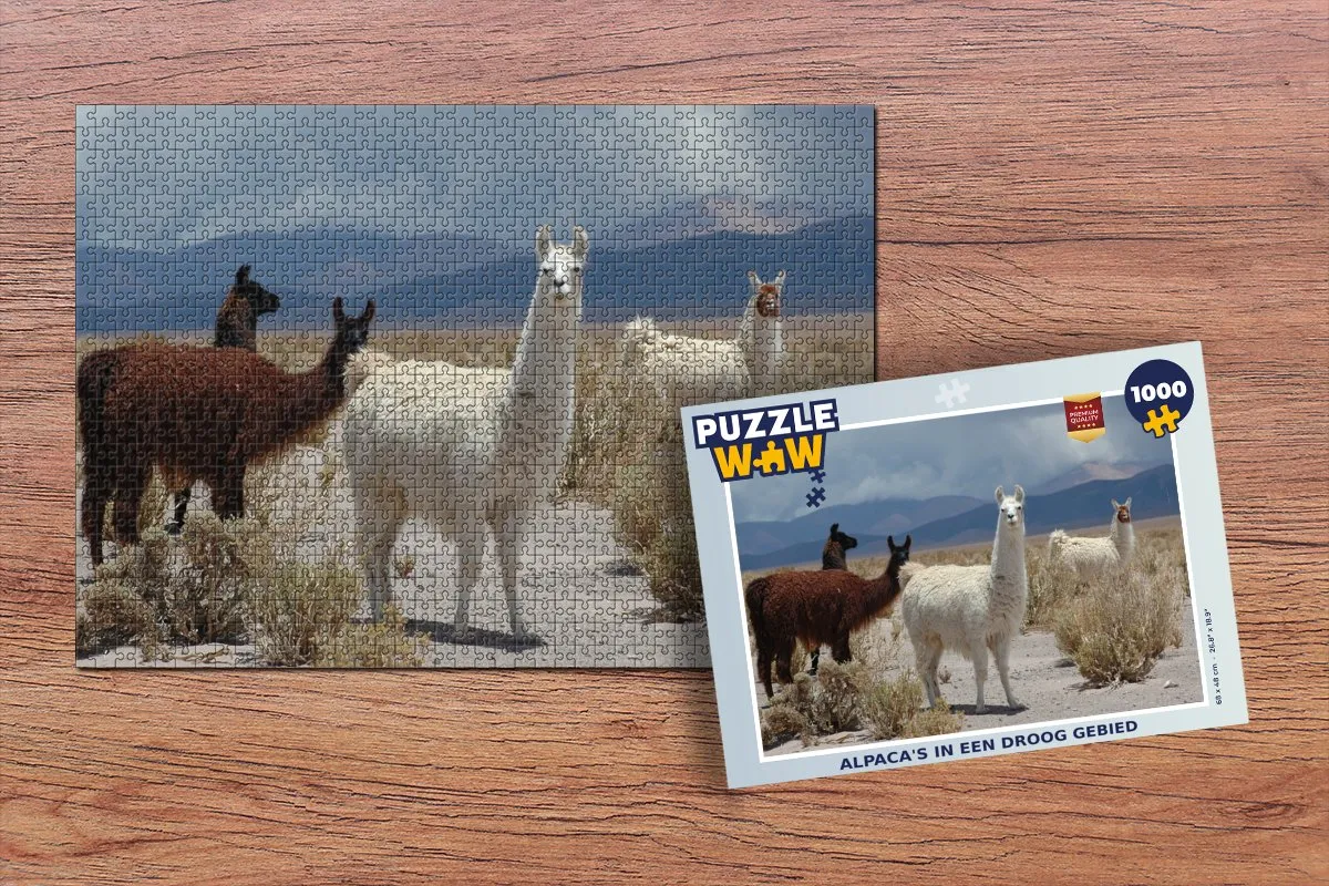 PuzzleWow Alpaca Woestijn Wolken Legpuzzel 1000 Stuks - Multicolor