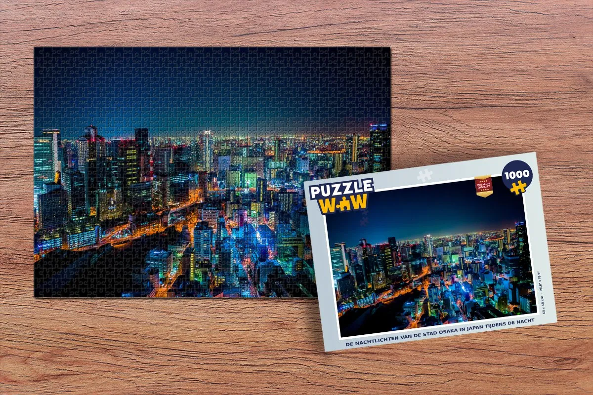 PuzzleWow Legpuzzel Osaka Nachtlichten 1000 Stuks - Multicolor