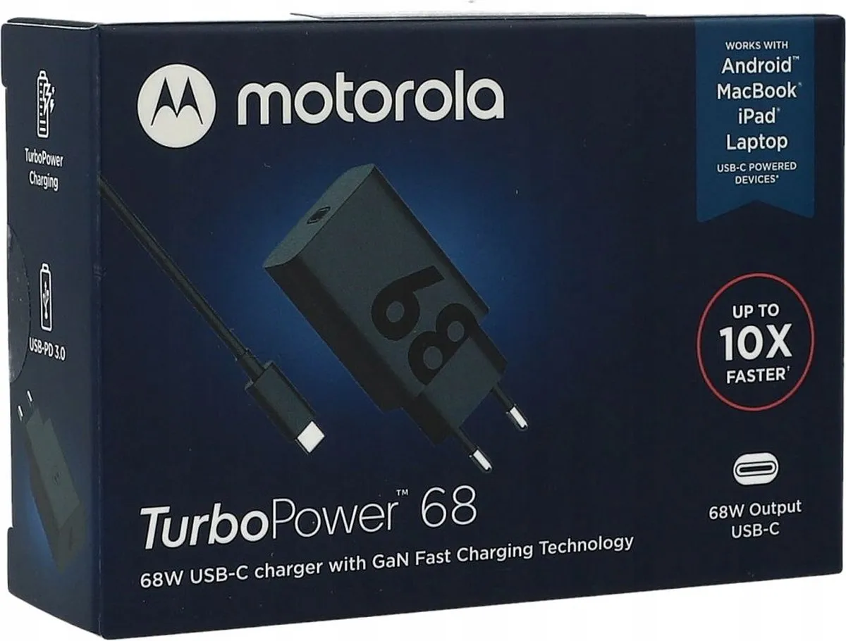 Motorola TurboPower 68W Thuislader - USB-C Kabel SJMC682 - Zwart