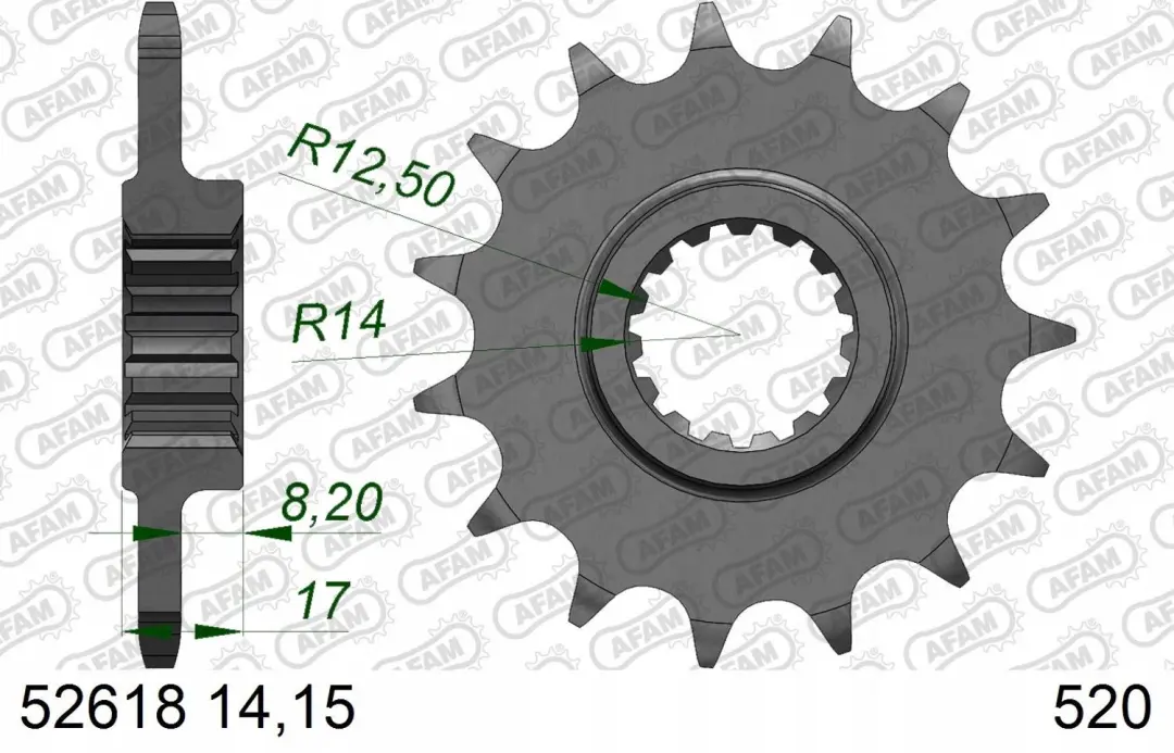 AFAM Voorste Tandwiel 24201-15 #520 15 Tanden Kawasaki KX 125