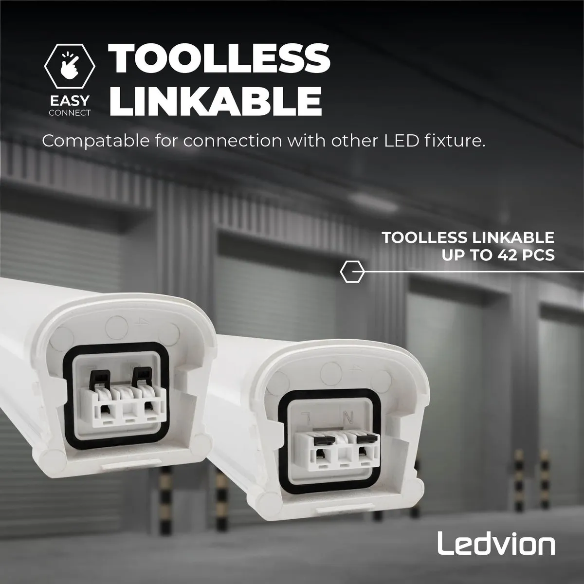 Ledvion LED TL Armatuur 60cm 20W 4000K IP65 - Grijs