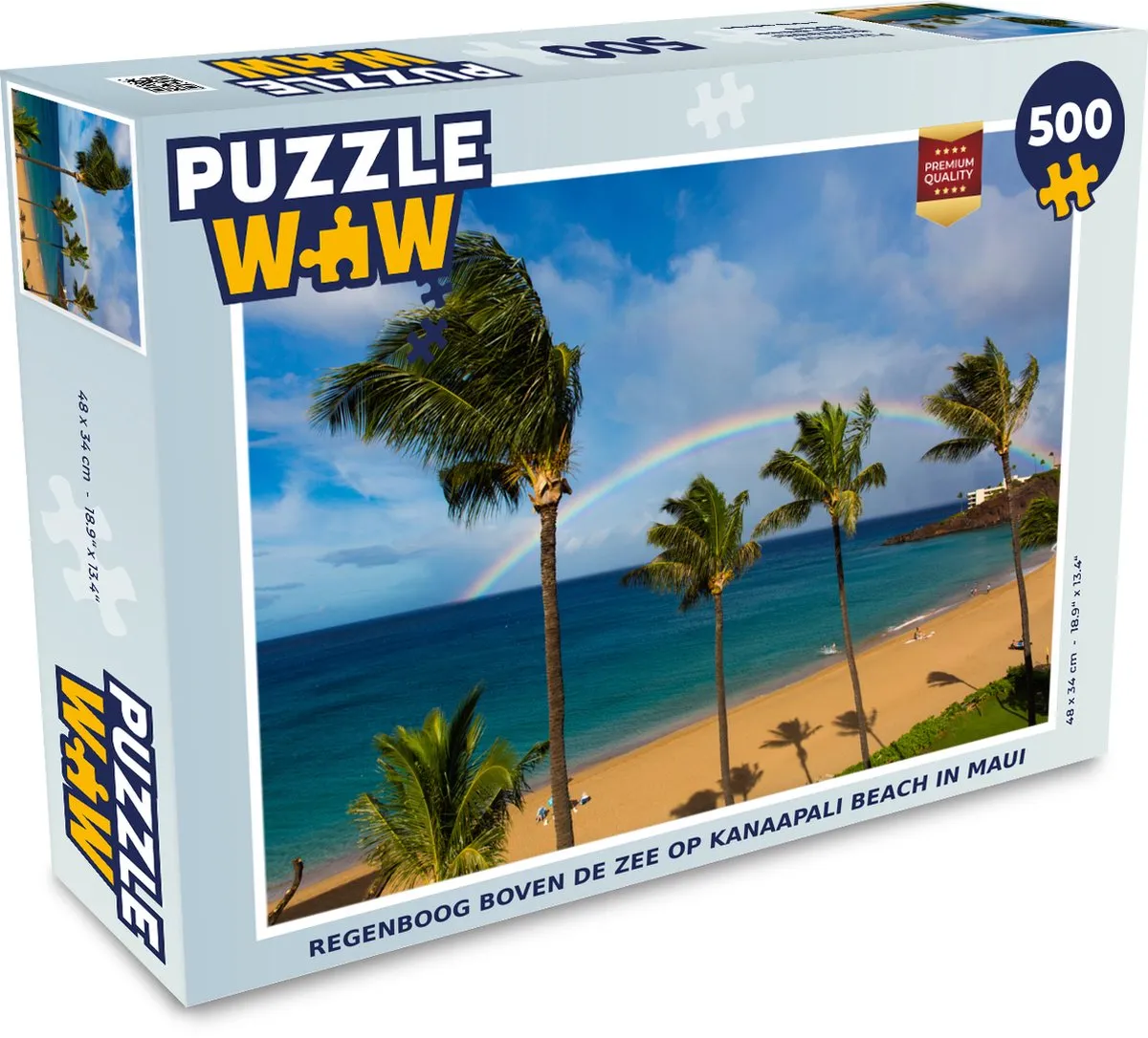 PuzzleWow Regenboog boven de zee op Kanaapali Beach Legpuzzel 500 Stuks