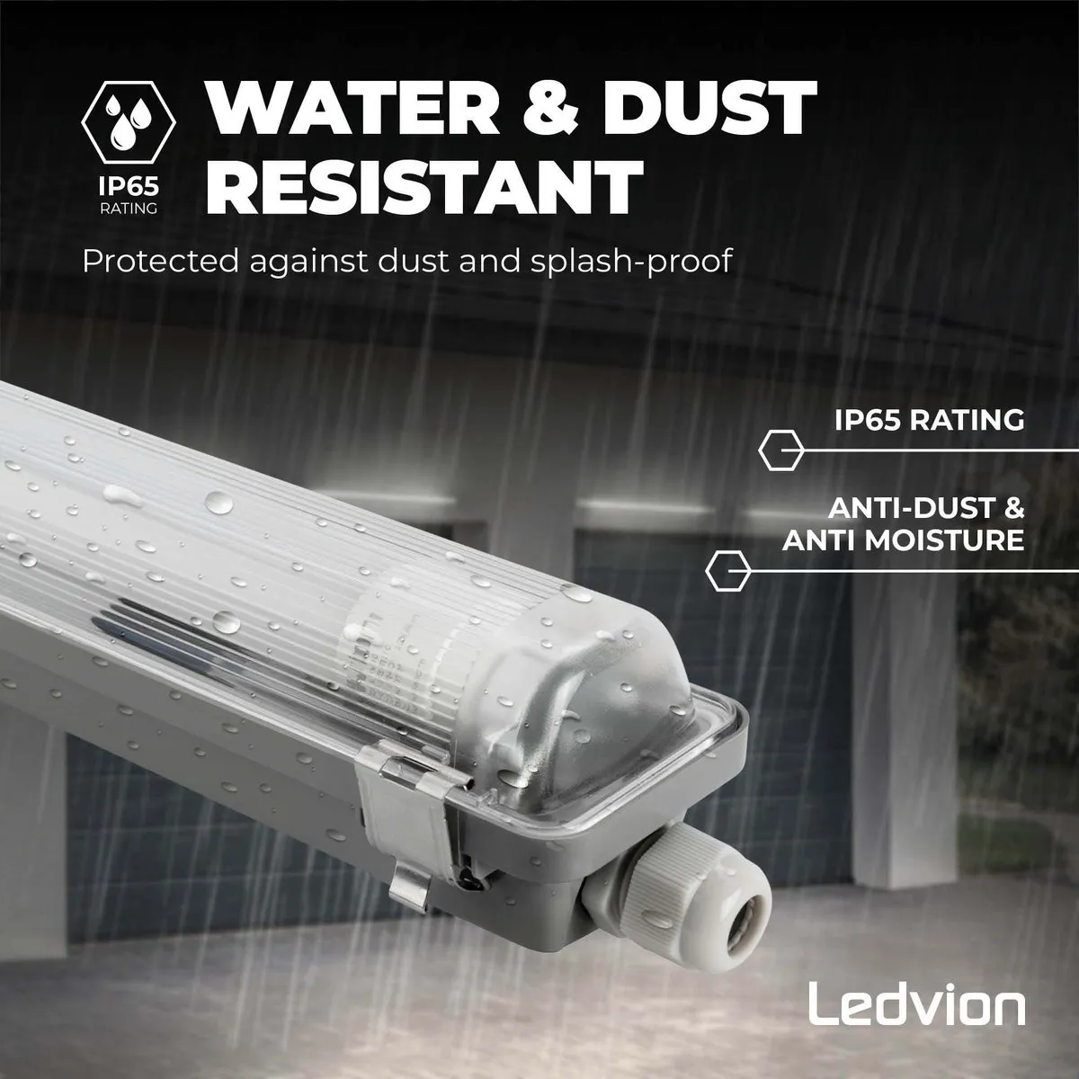 Ledvion LED Armatuur 150cm 15W 6500K - Incl. LED-buis - Grijs