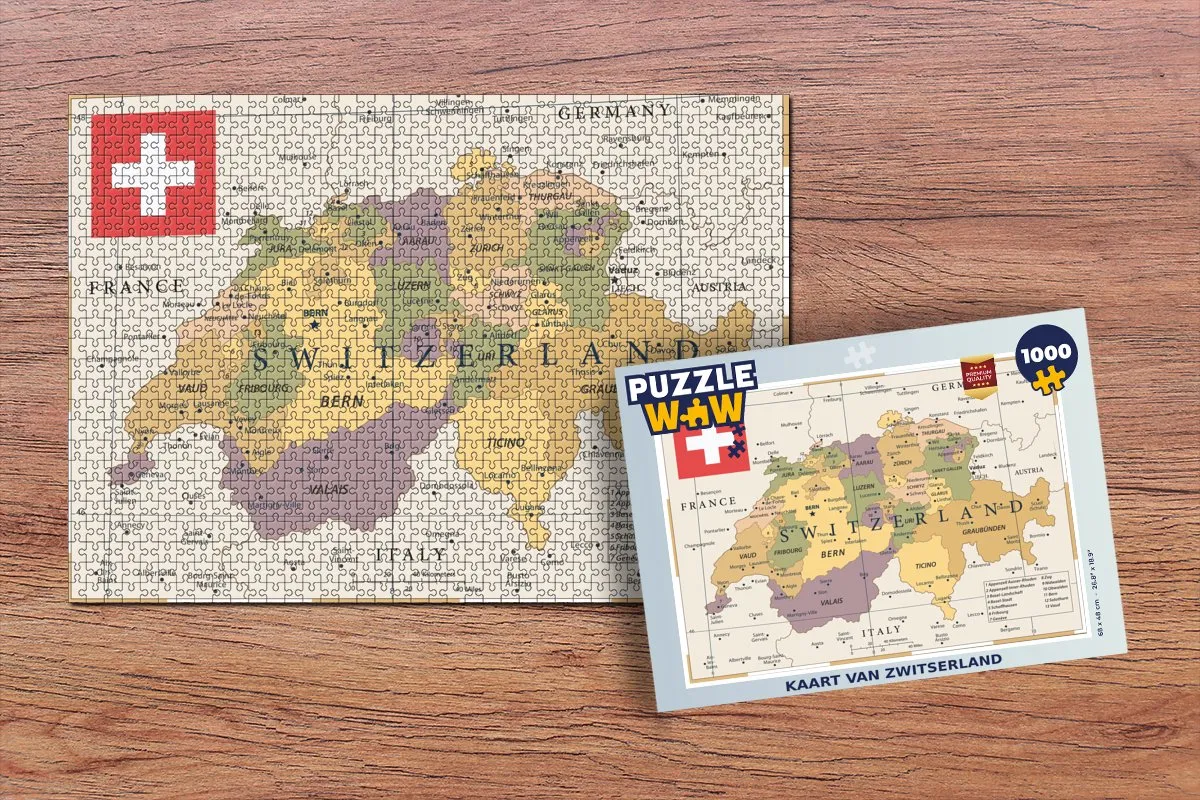 PuzzleWow Zwitserland Legpuzzel 1000 Stuks - Multicolor