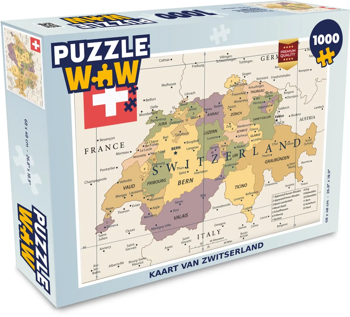 PuzzleWow Zwitserland Legpuzzel 1000 Stuks