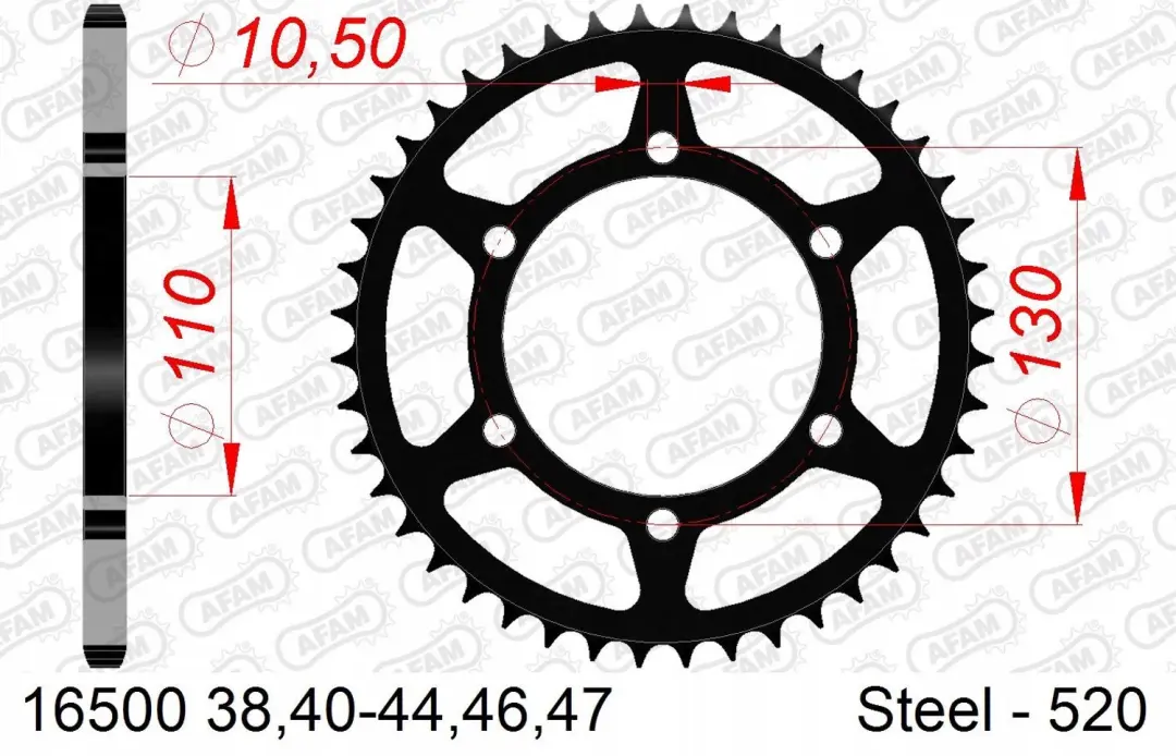 AFAM Achtertandwiel Staal #520 38 Tanden Kawasaki