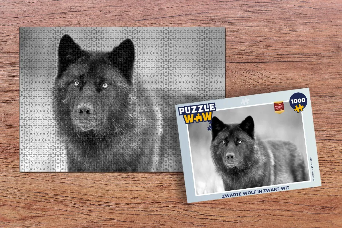 PuzzleWow Legpuzzel 1000 Stuks - Zwarte Wolf Multicolor