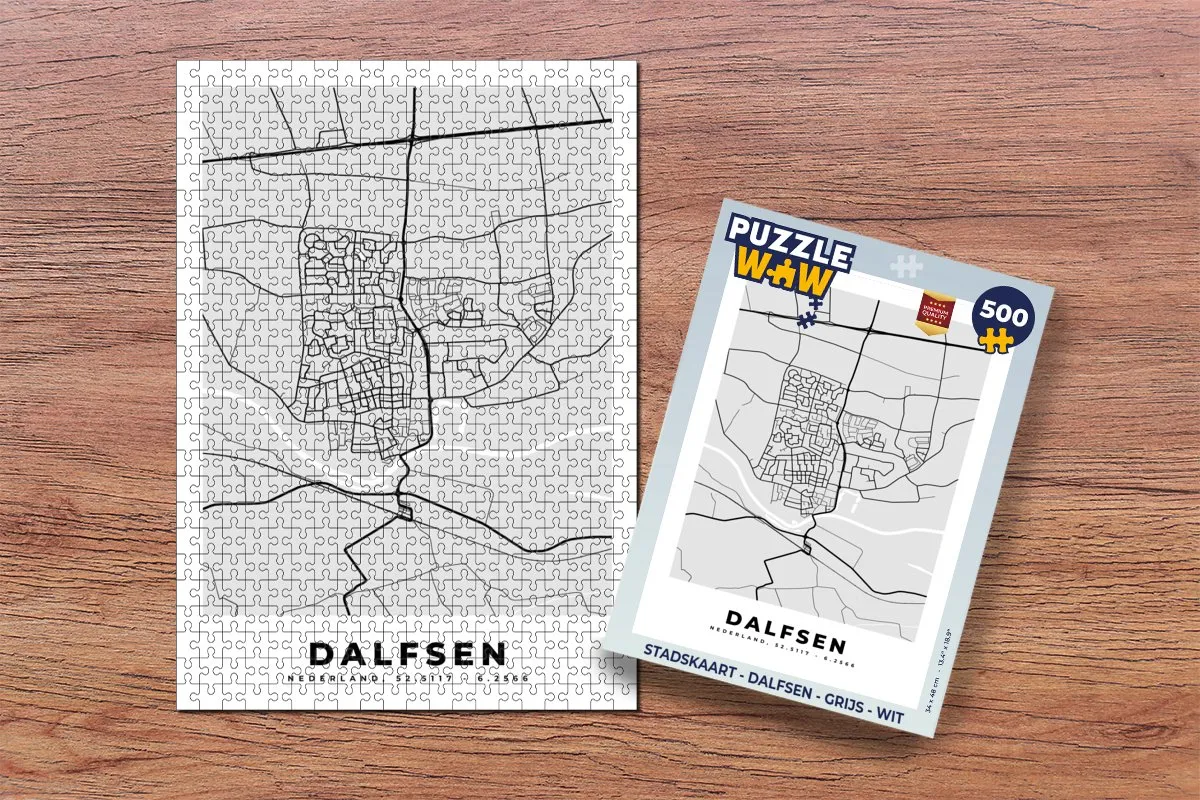PuzzleWow Stadskaart Dalfsen Legpuzzel 500 Stuks - Multicolor