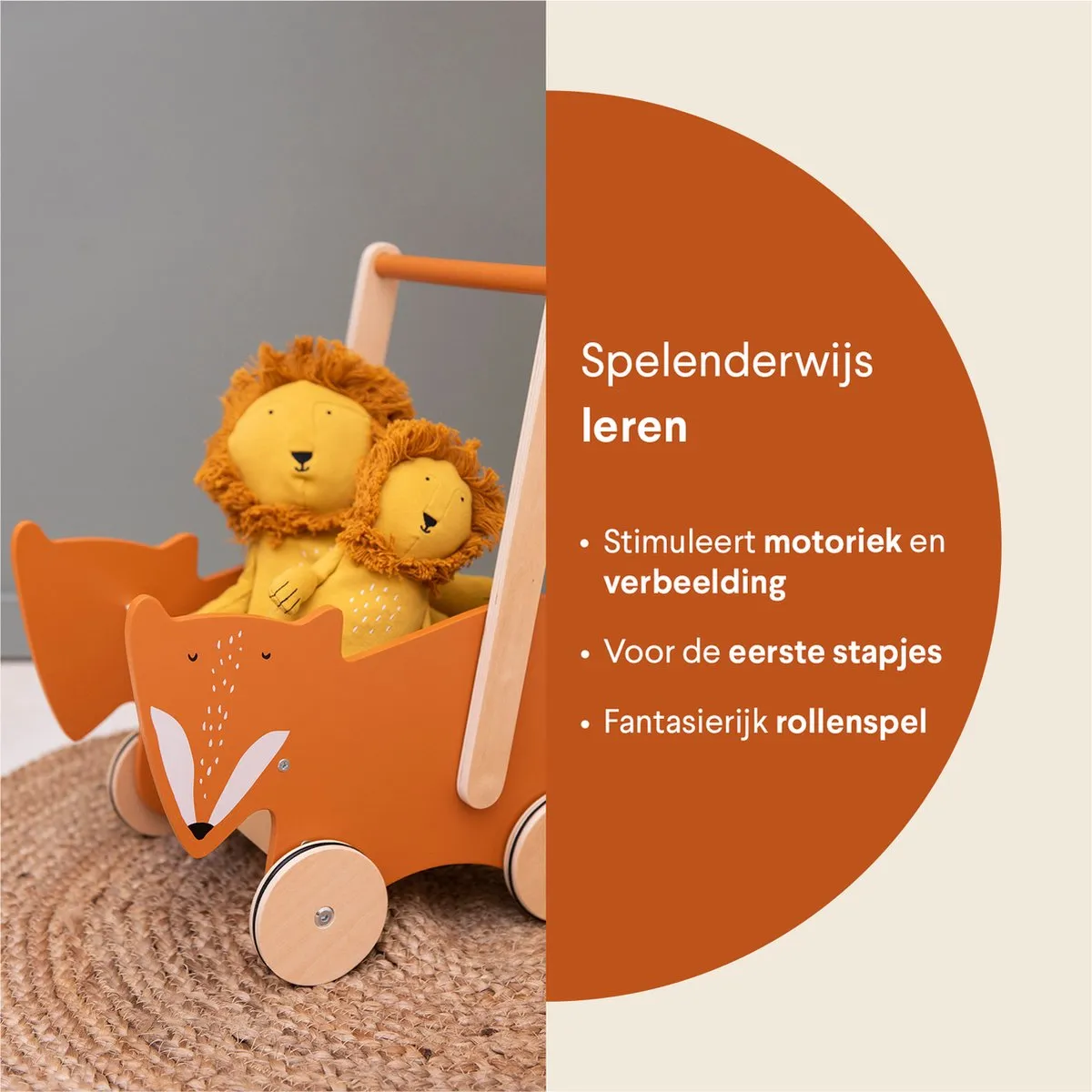 Trixie Houten Loopwagen Mr. Fox - Oranje