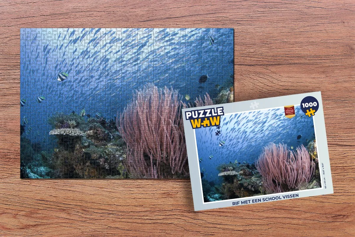 PuzzleWow Rif met een school vissen Legpuzzel 1000 Stuks - Multicolor