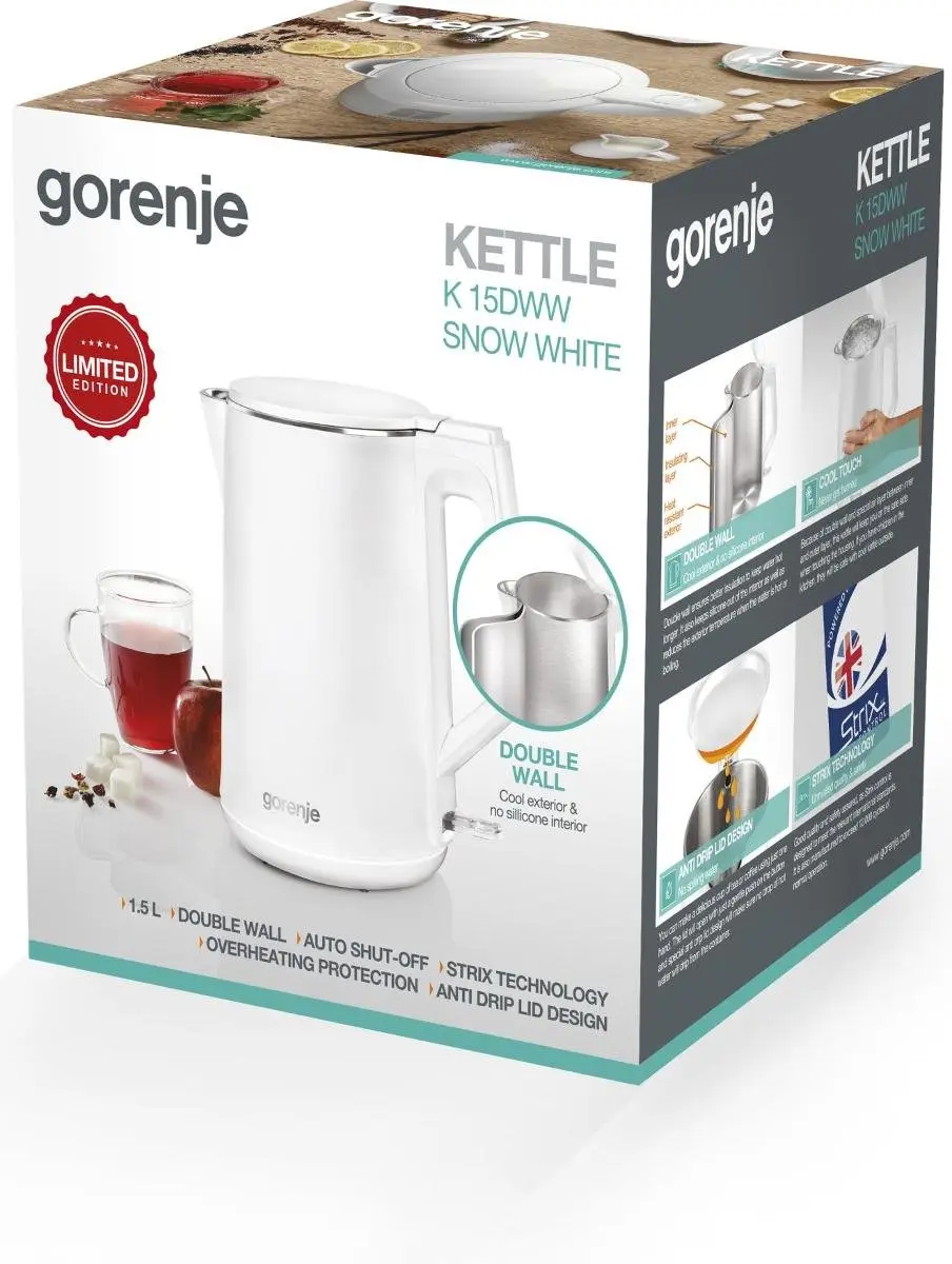 Gorenje K15DWW Waterkoker 1,5L - 2200W - Wit - afbeelding 6 van 6