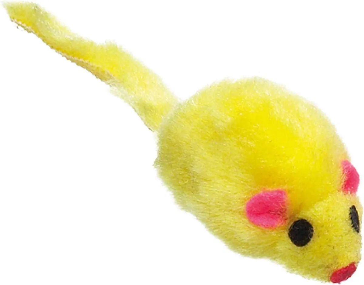 Flamingo Pluche Muis Geel - 9 Stuks