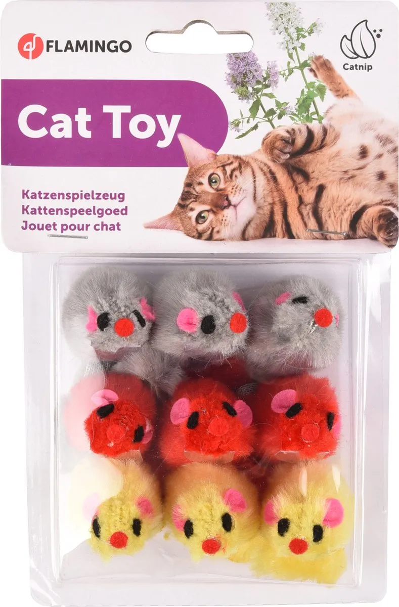 Flamingo Pluche Muis Geel - 9 Stuks