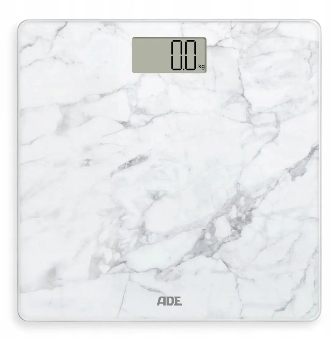 ADE Digitale Personenweegschaal 180kg, 30x30cm, Marmerlook Wit
