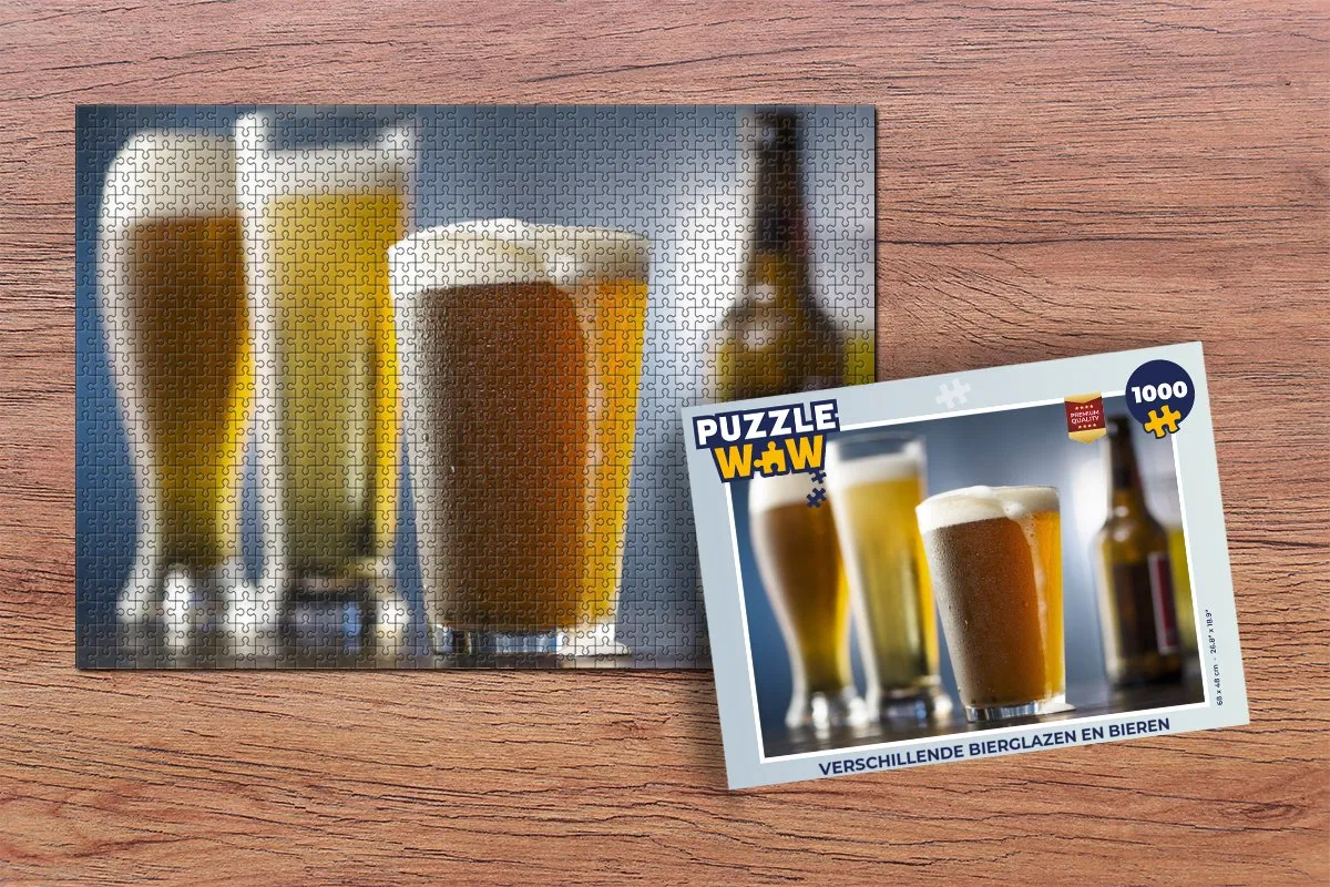 PuzzleWow Bierglazen & Bieren Legpuzzel 1000 Stuks - Multicolor