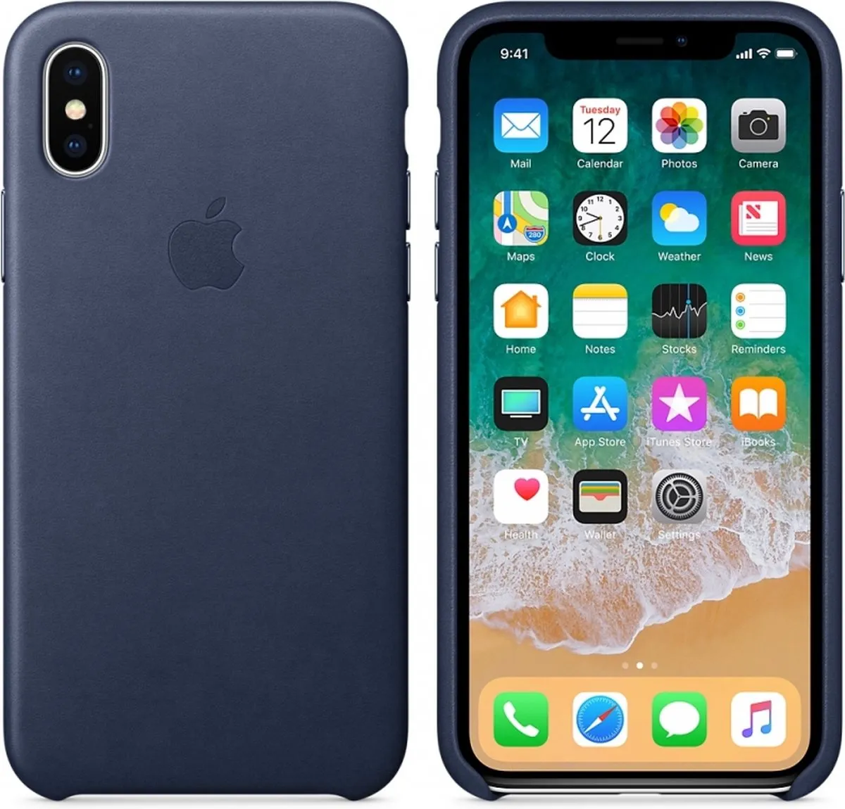 Apple Leren Hoesje iPhone X - Donkerblauw MQTC2ZM/A