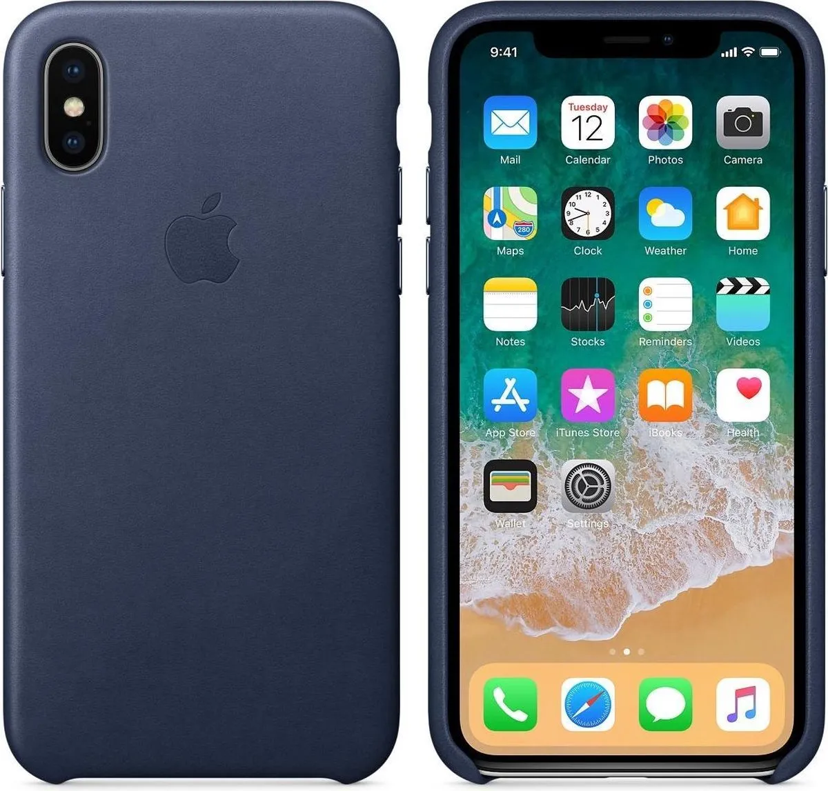 Apple Leren Hoesje iPhone X - Donkerblauw MQTC2ZM/A