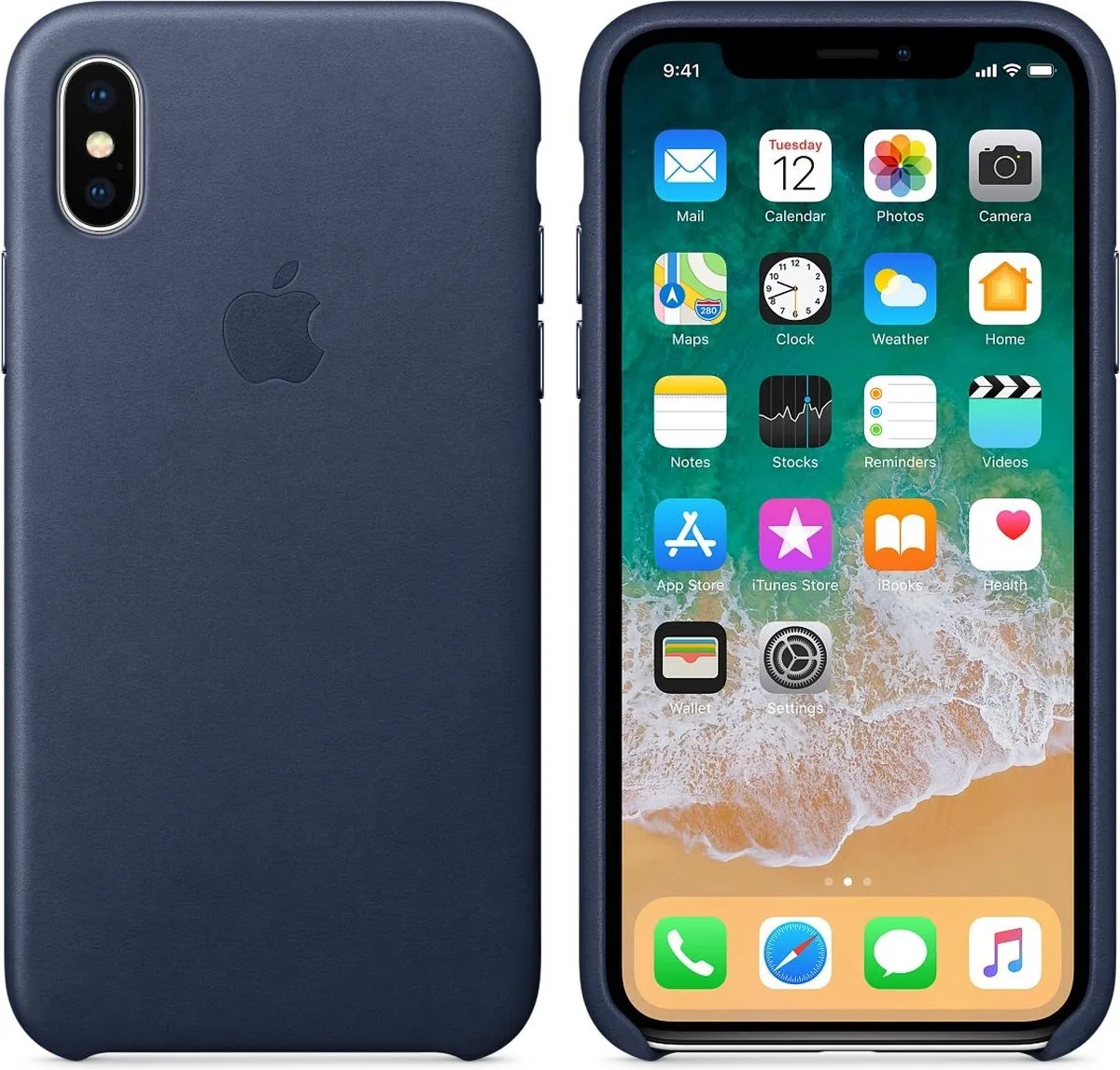 Apple Leren Hoesje iPhone X - Donkerblauw MQTC2ZM/A