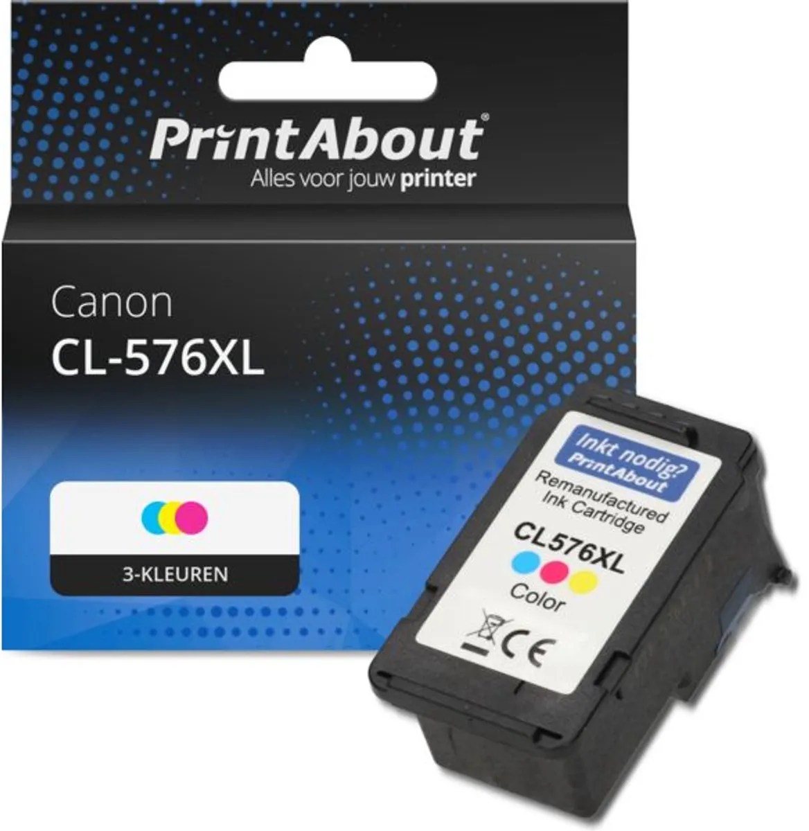 PrintAbout CL-576XL-PA Inktcartridge - 3-kleuren - 340 pagina's - Canon