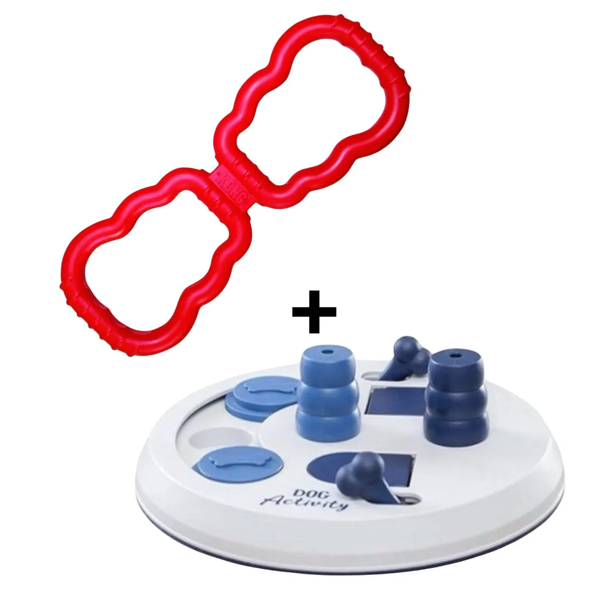 KONG Trixie Dog Activity Flip Board & Tug Toy Set - Rood/Blauw