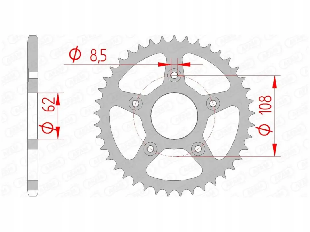 AFAM Achtertandwiel #520 38 Tanden voor Aprilia RS