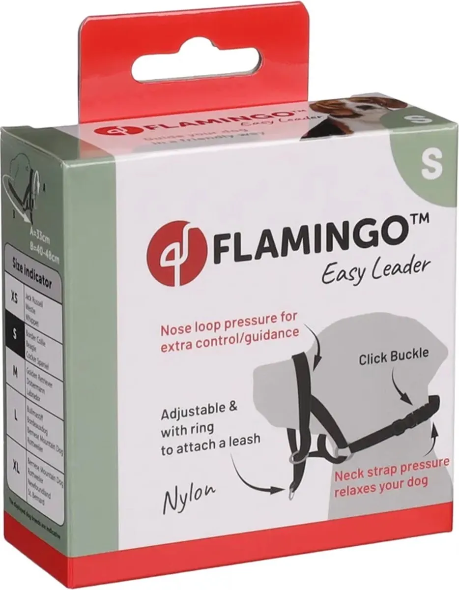 Flamingo Easy Leader Hoofdhalsband Honden 50-65cm - Zwart