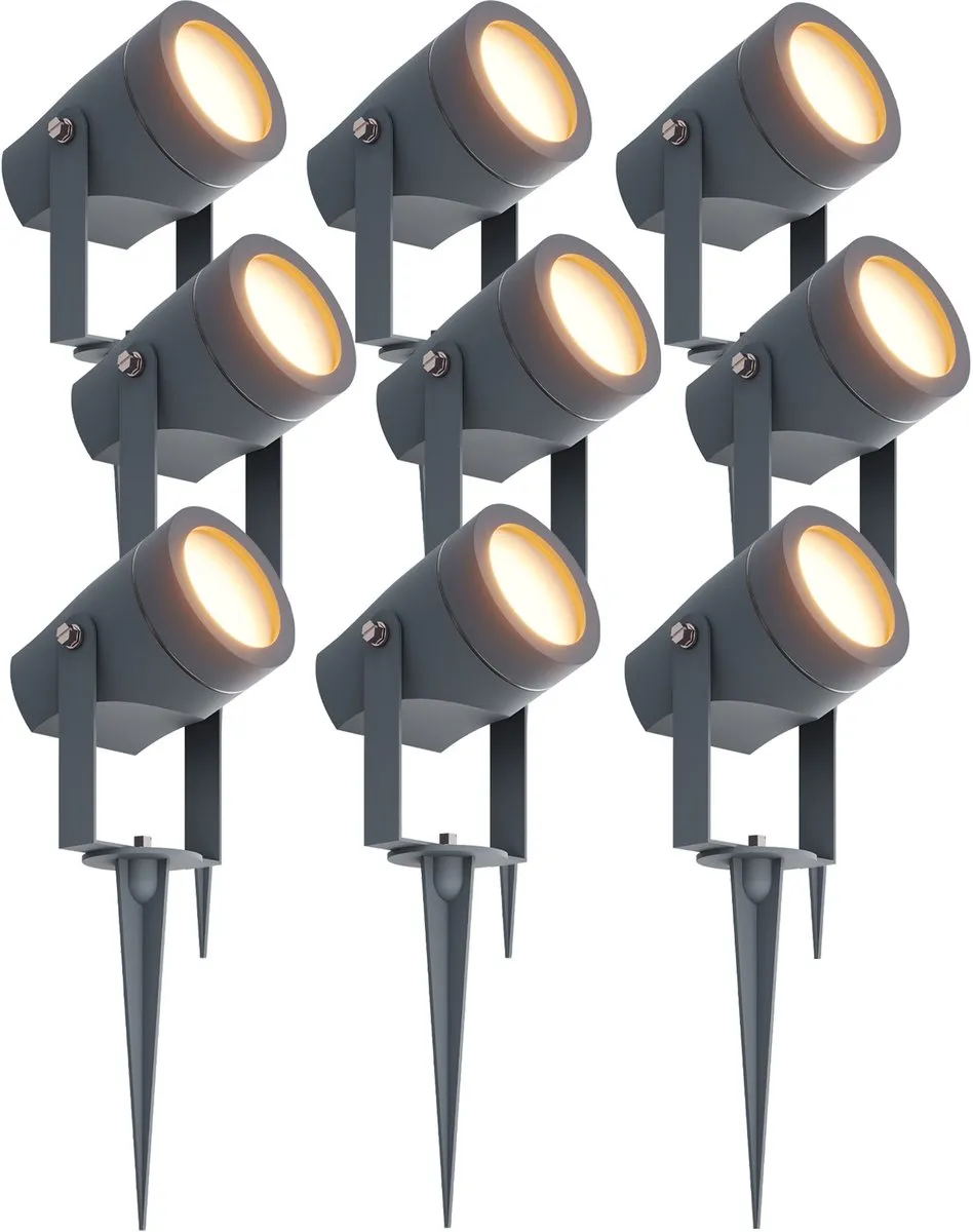LEDVION 9x Tuinspots Antraciet IP44