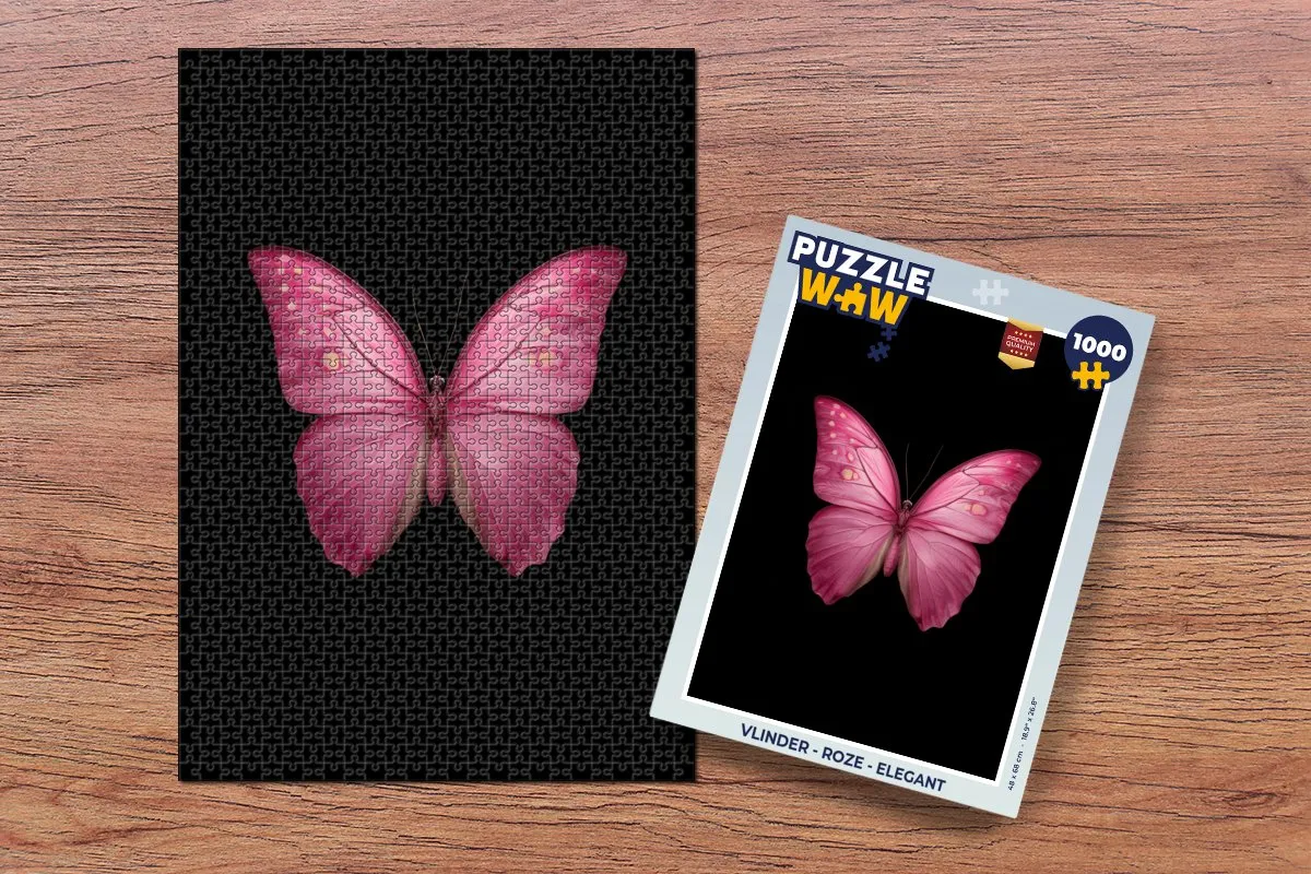 PuzzleWow Vlinder Legpuzzel 1000 Stuks - Roze