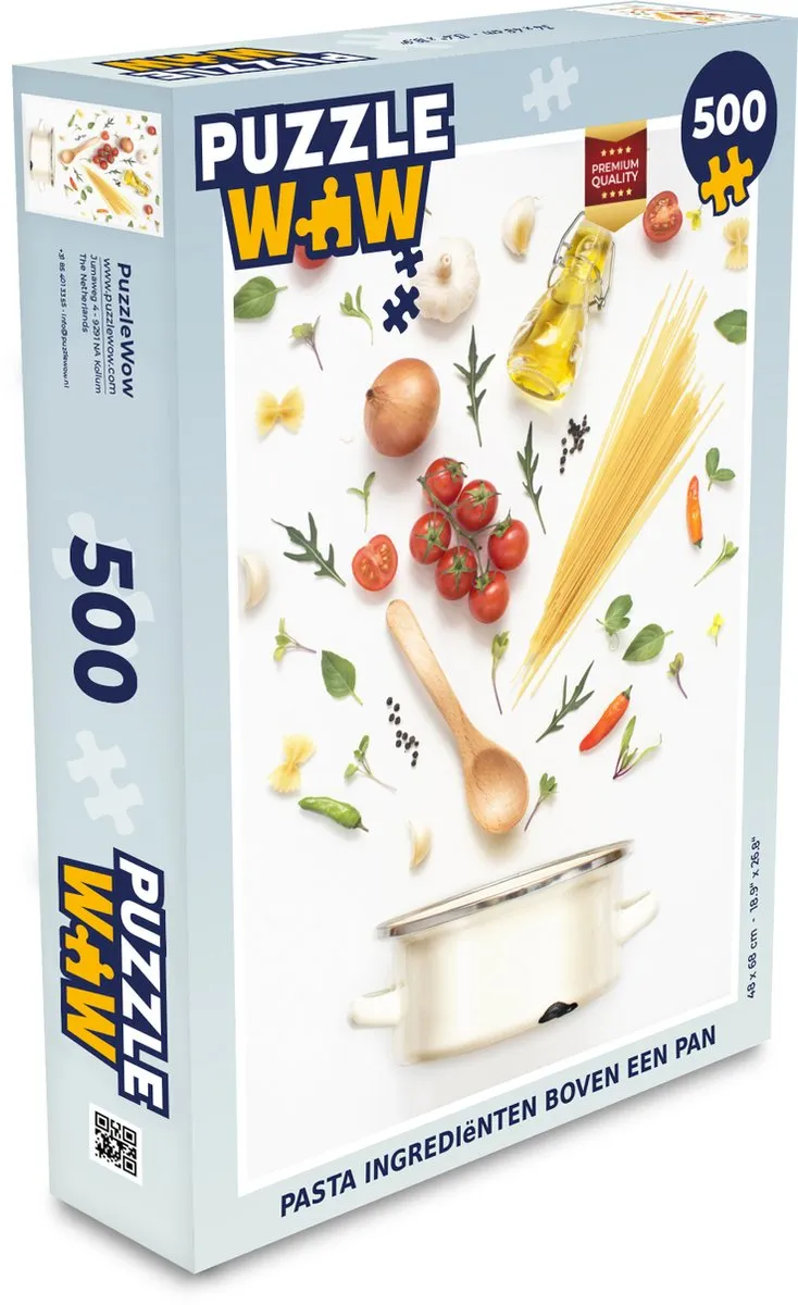PuzzleWow Pasta ingrediënten Legpuzzel 500 Stuks
