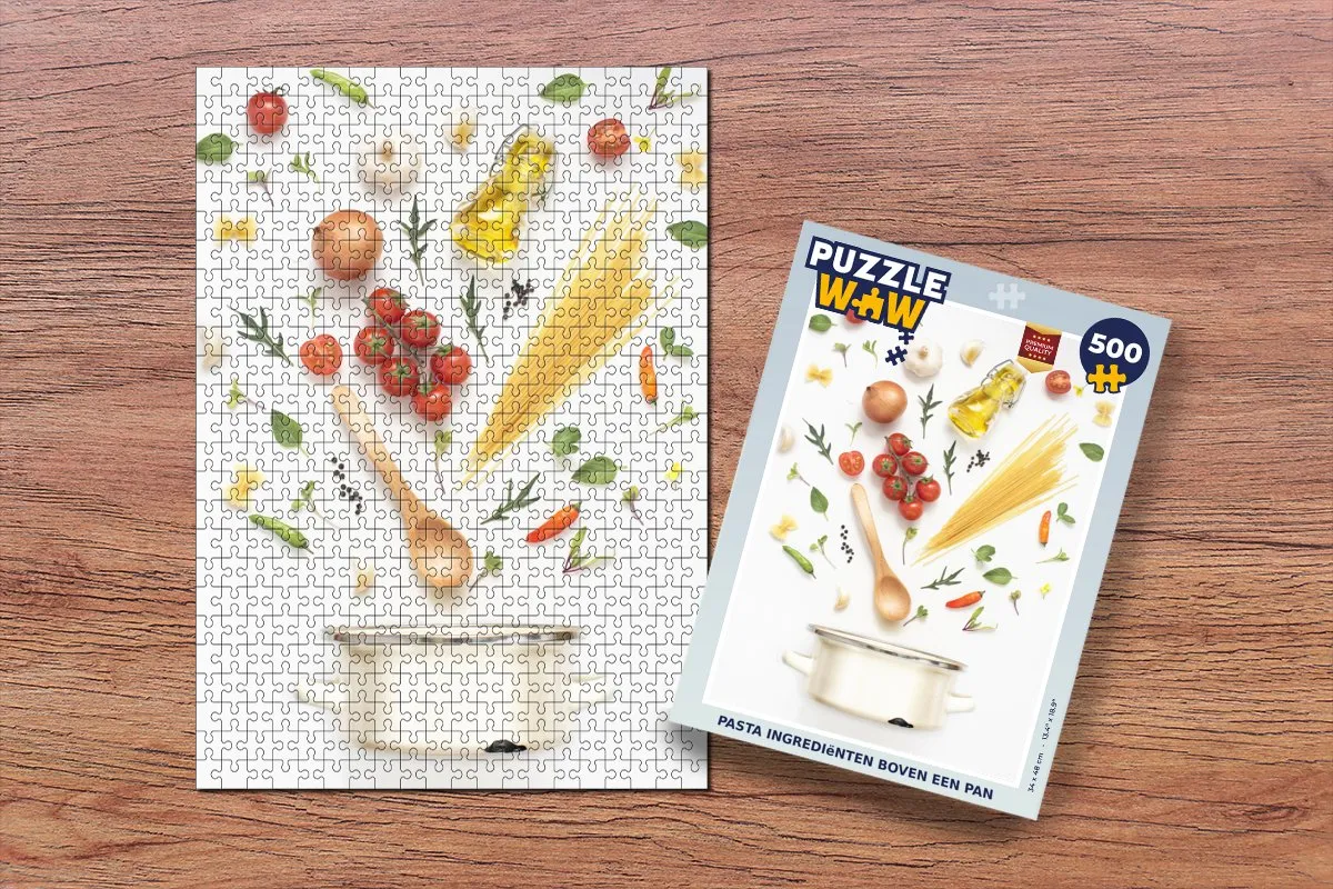 PuzzleWow Pasta ingrediënten Legpuzzel 500 Stuks - Multicolor