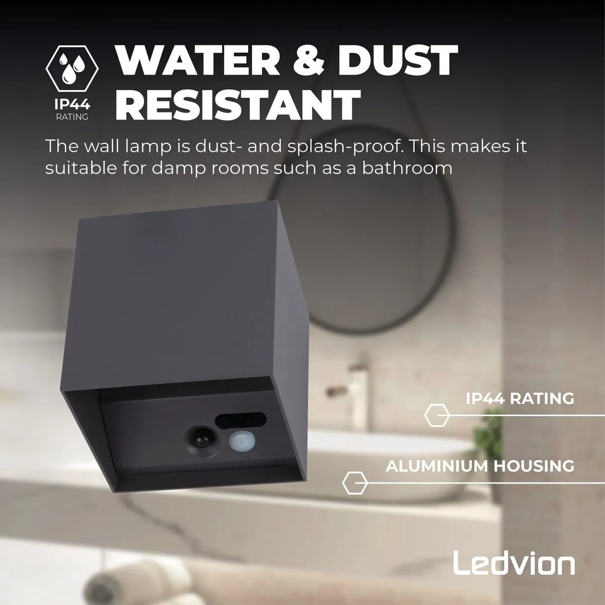 Ledvion USB Oplaadbare Wandlamp Sensor 4400mAh Antraciet
