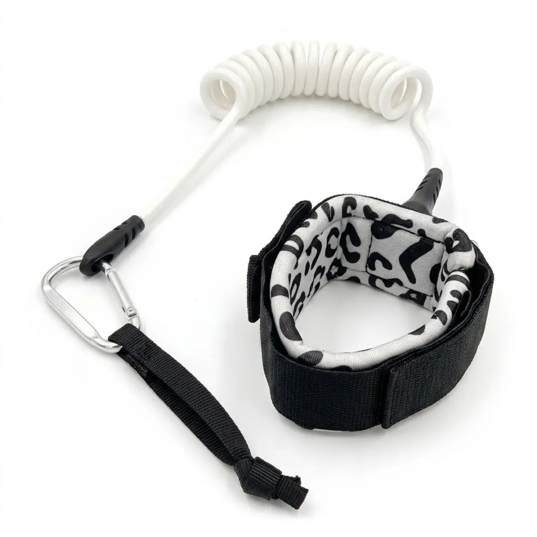 Witte SUP board polsband touw unisex spiraal leash met verstelbare enkelband 360