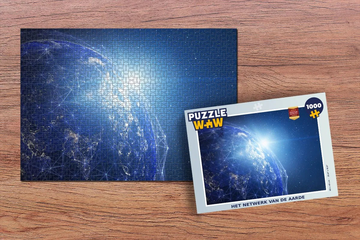 PuzzleWow Aarde Netwerk Licht Legpuzzel 1000 Stuks - Multicolor