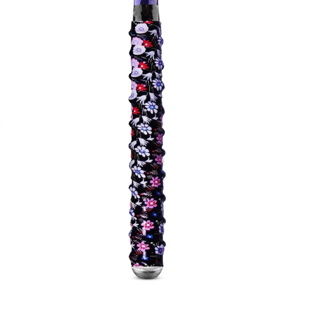 Zwarte badminton en tennis grip unisex – racket grip tape 1,45 meter – antislip handgreep wikkel met bloemenpatroon en zweet absorberend oppervlak voor badminton racket, tennis racket en hengel