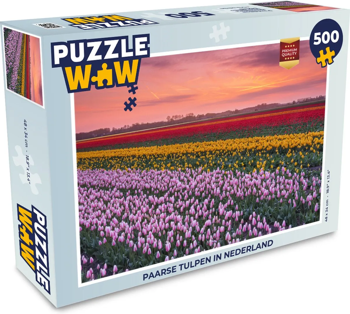 PuzzleWow Legpuzzel Paarse tulpen in Nederland 500 Stuks