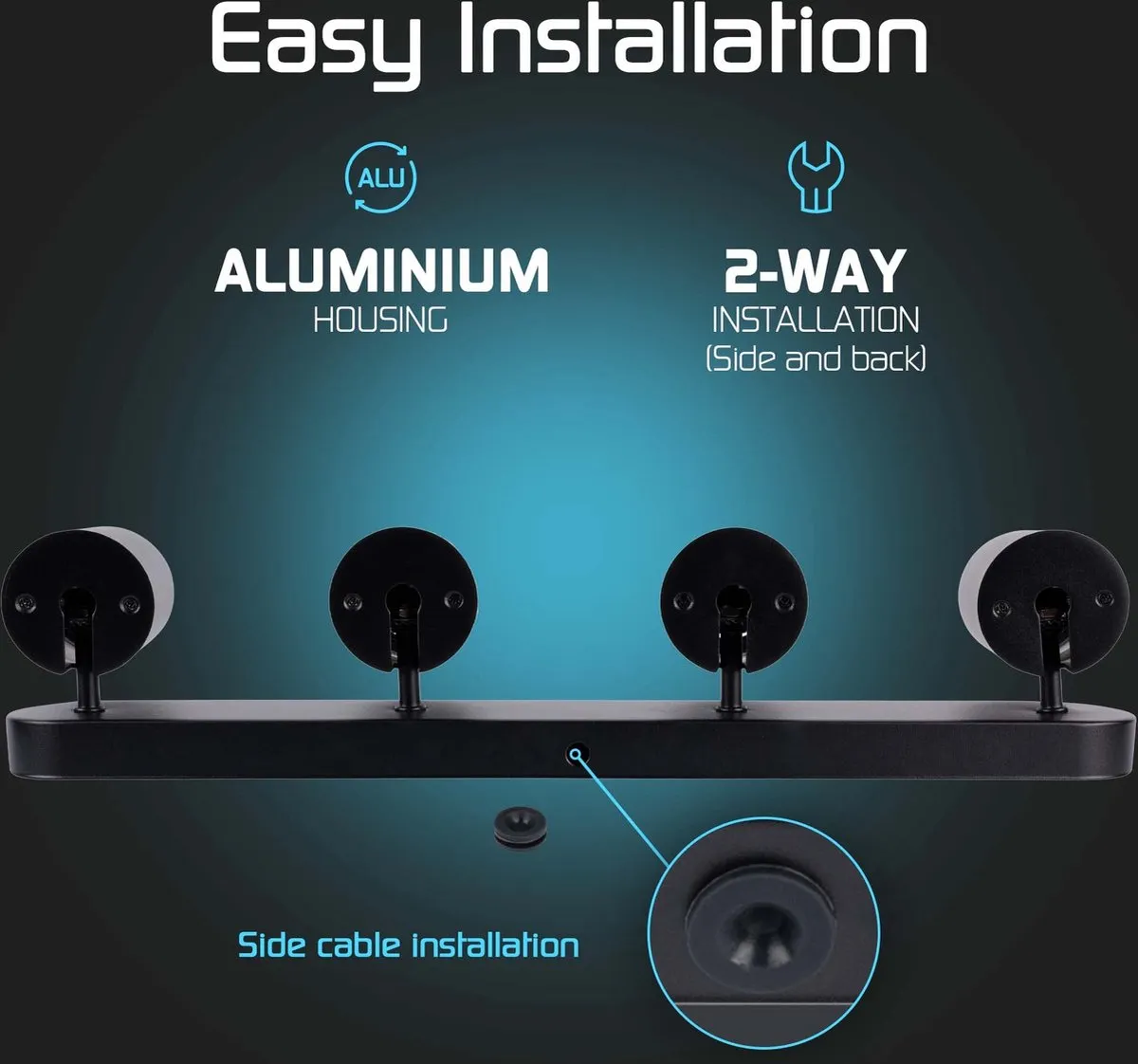 LEDVION LED Plafondspot 4x 4,9W 2700K Zwart