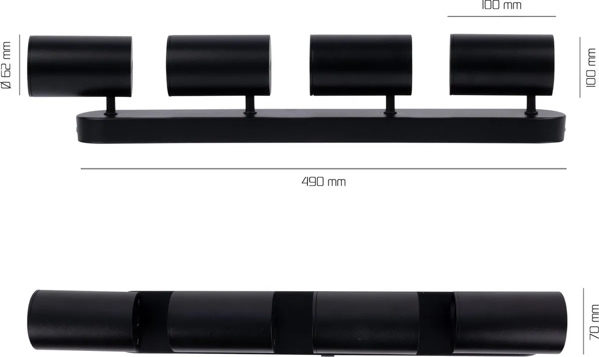 LEDVION LED Plafondspot 4x 4,9W 2700K Zwart - afbeelding 6 van 6