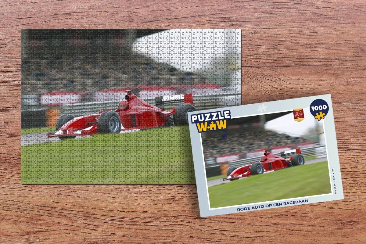 PuzzleWow Legpuzzel Rode Auto Racebaan 1000 Stuks - Multicolor