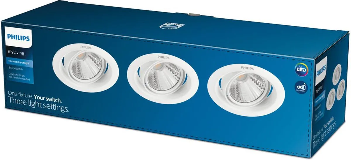 Philips Pomeron Inbouwspot 5W - 3 Stuks - Zwart