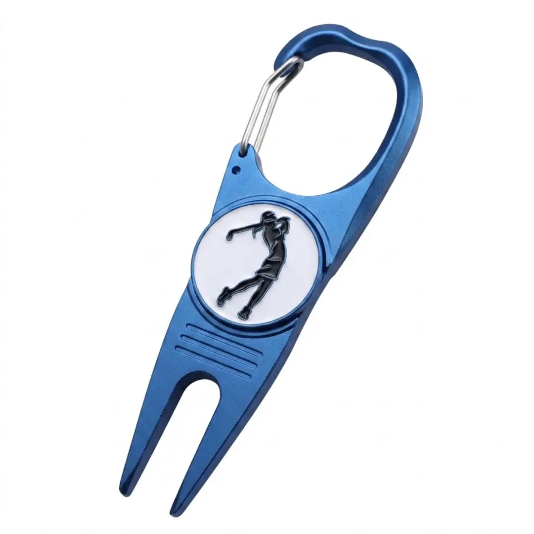 Blauwe aluminium golf marker met green herstel gereedschap magnetische bal marke