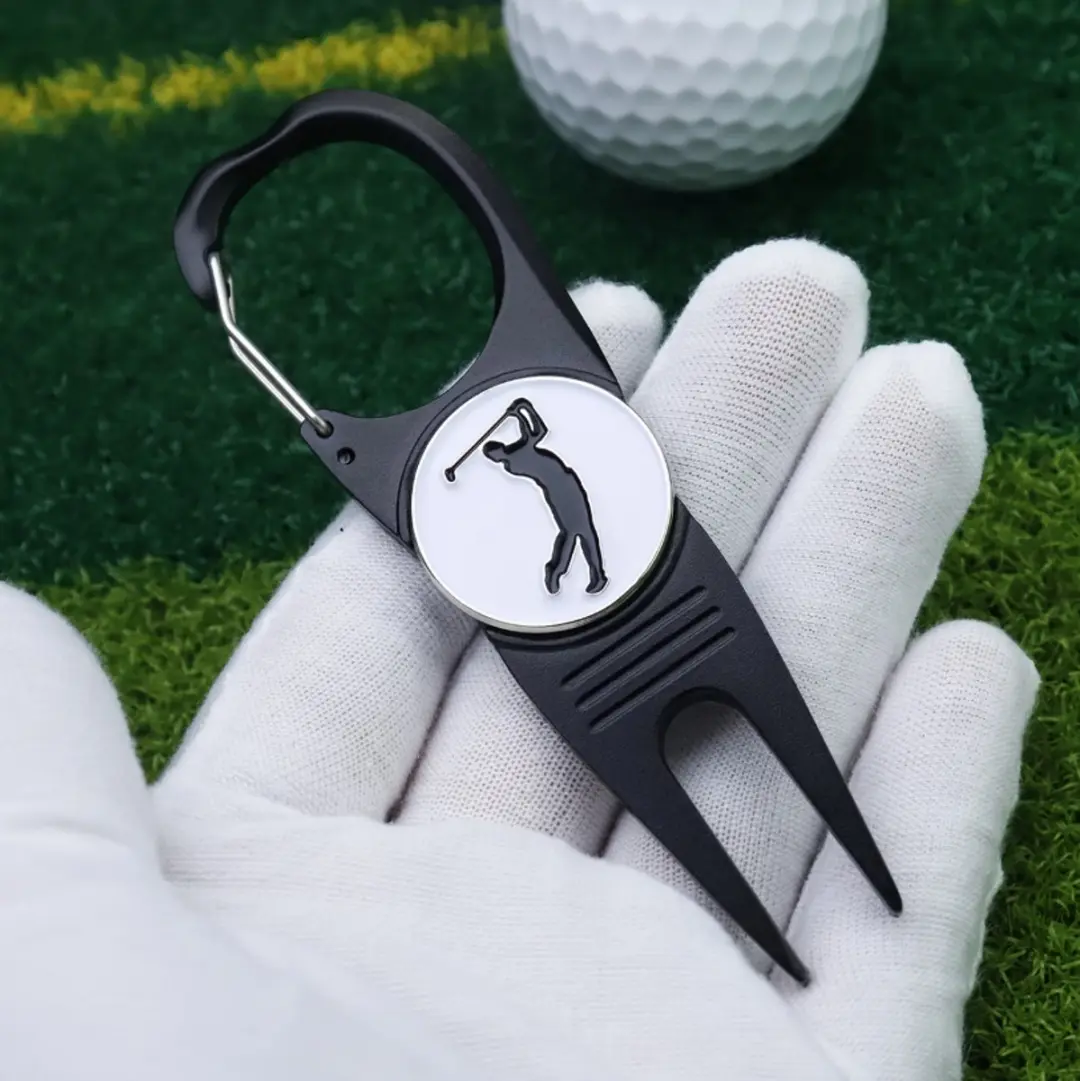 Zwarte aluminium golf marker met green herstel gereedschap magnetische bal marke